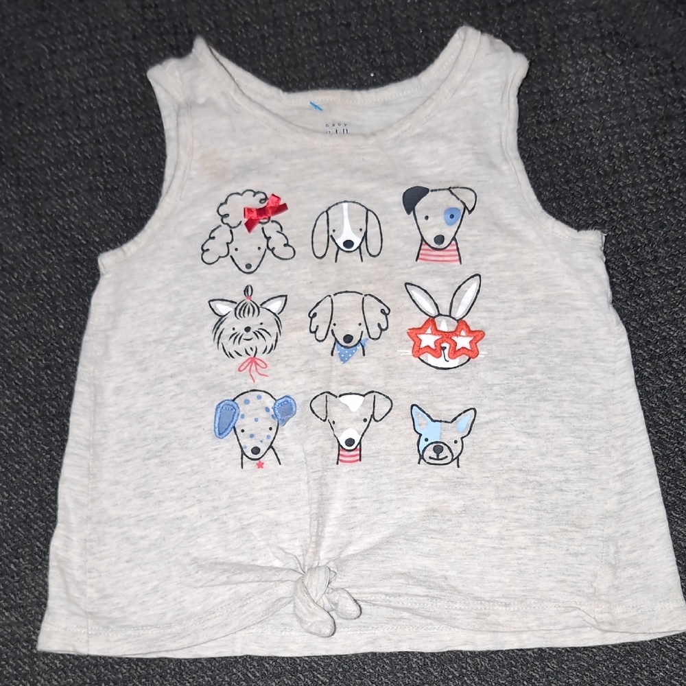 Fourth Of July! Kids Graphic Dog Print Tank Top - Gray